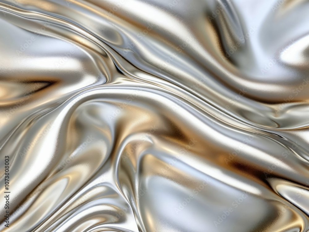 Abstract wavy metallic background flowing like liquid silver Abstract wavy metallic background flowing like liquid silver