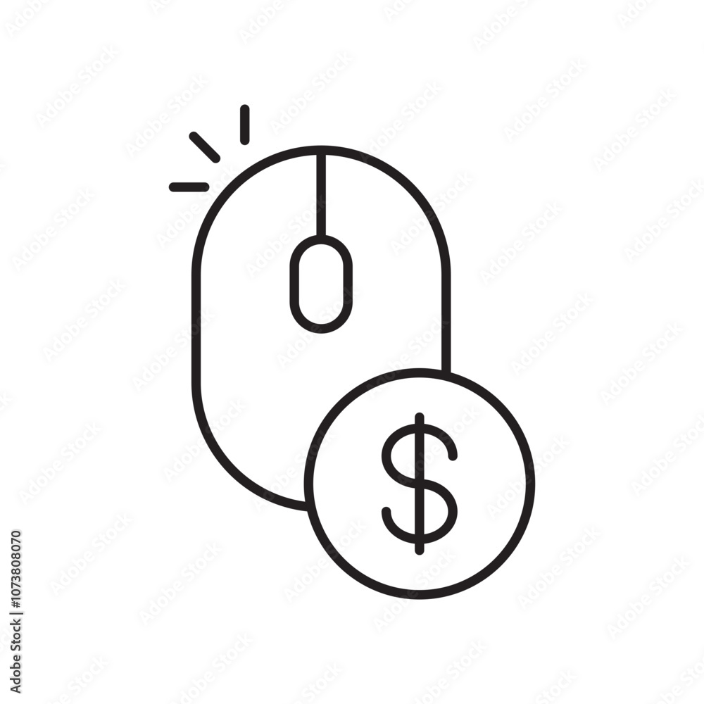 One-Click Payment Icon with Mouse Click and Dollar Symbol for Fast Payment One-Click Payment Icon with Mouse Click and Dollar Symbol for Fast Payment