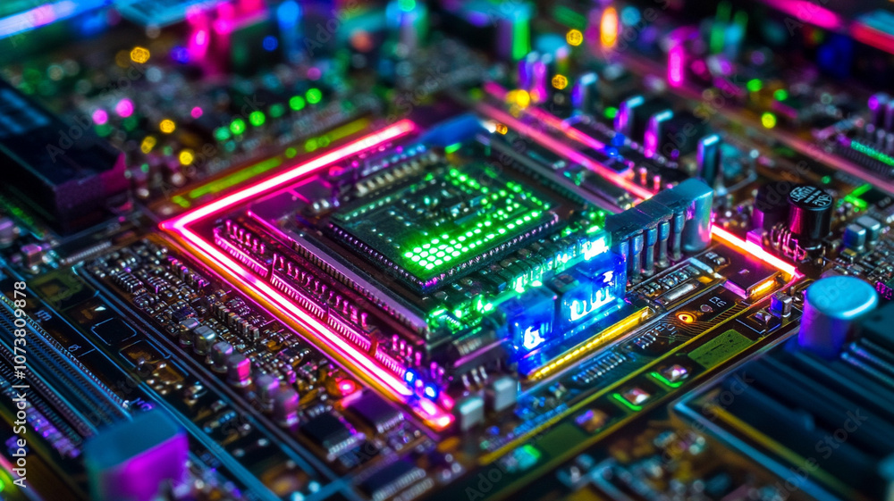 Fototapeta premium circuit board with glowing lines