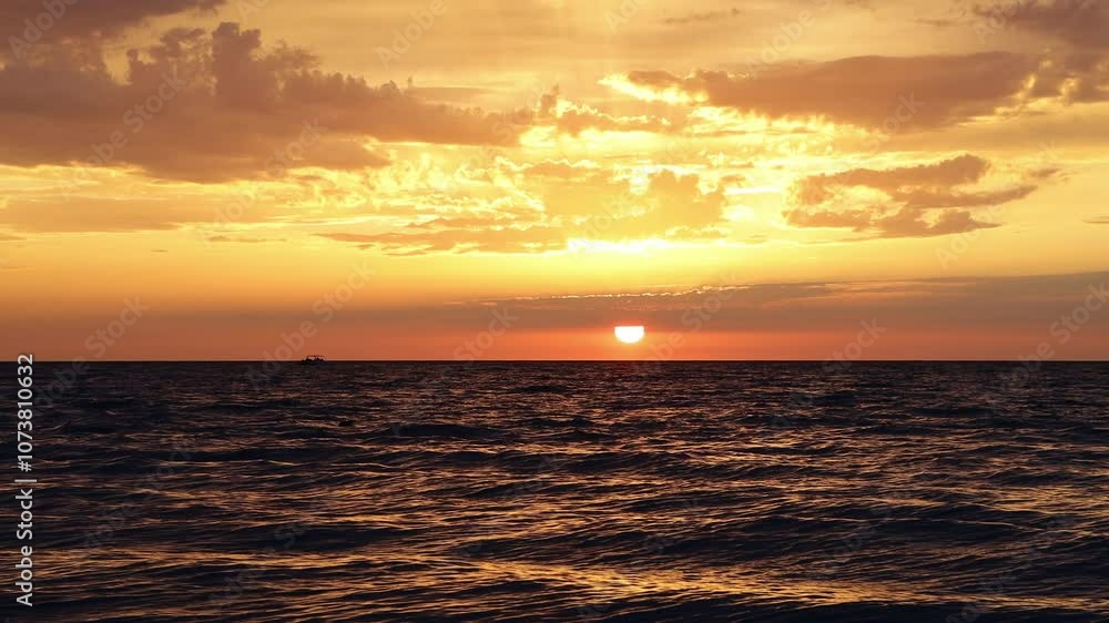 beautiful sunset on the sea, orange clouds beautiful sunset on the sea, orange clouds