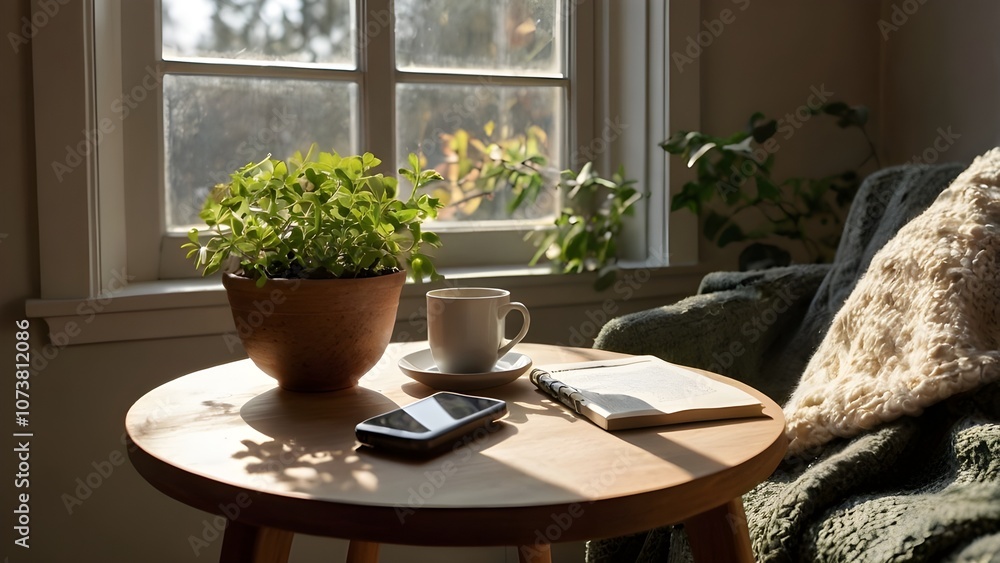 Cozy morning scene with coffee and greenery by window - Cozy room, Cozy Home
Cozy morning scene with coffee and greenery by window - Cozy room, Cozy Home