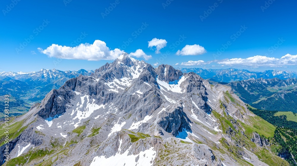 Fototapeta premium As a result of global warming, glaciers are melting in the Alpine mountains. Ski season has been reduced in Zugspitze, Germany, Austria.