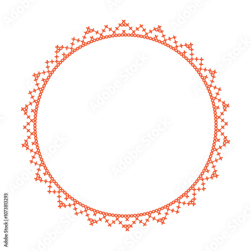 Round frame cross-stitch motifs folk embroidery