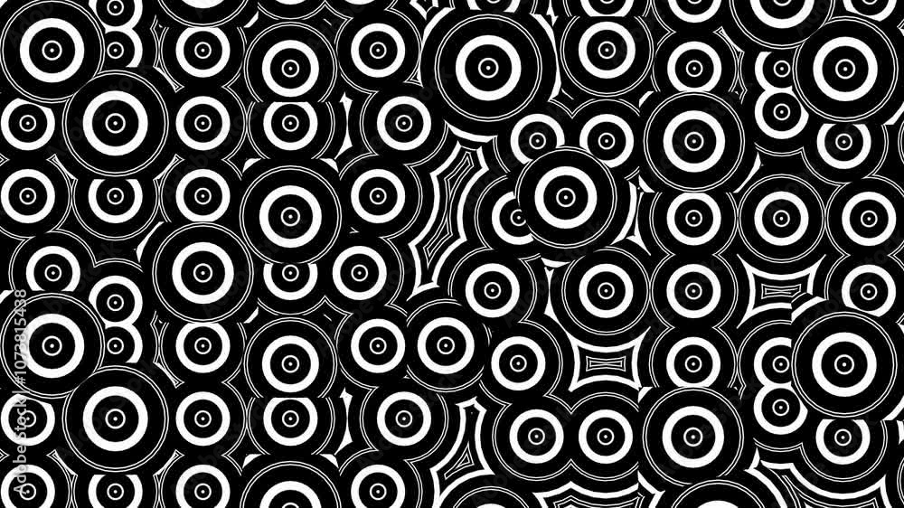 Abstract background with black and white circles.Seamless loop video.Repeat pattern. Abstract background with black and white circles.Seamless loop video.Repeat pattern.