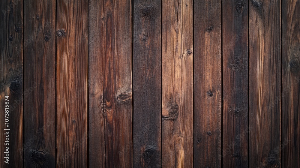 Naklejka premium Dark brown wooden texture featuring an appealing pattern The wooden surface with vignette can serve as a versatile background