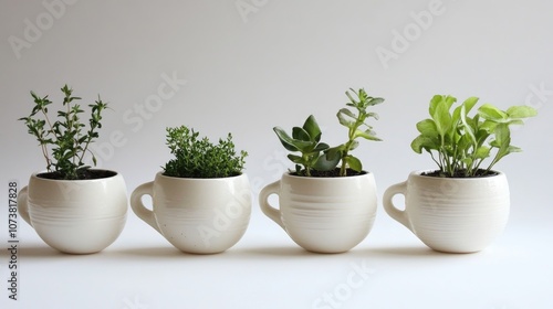 Wallpaper Mural Creative White Ceramic Mug Repurposed as a Plant Holder Torontodigital.ca