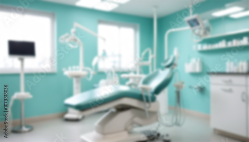 Blurred dental clinic background. Defocused interior of modern dental office.
