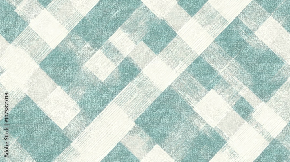 Seamless and repeating textured fabric background in pale teal and white diagonal checkers Seamless and repeating textured fabric background in pale teal and white diagonal checkers