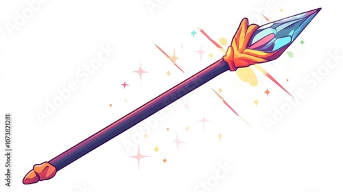 2D cartoon illustration of a magician s wand featuring a whimsical design and vibrant colors displayed in a clean isolated format photo