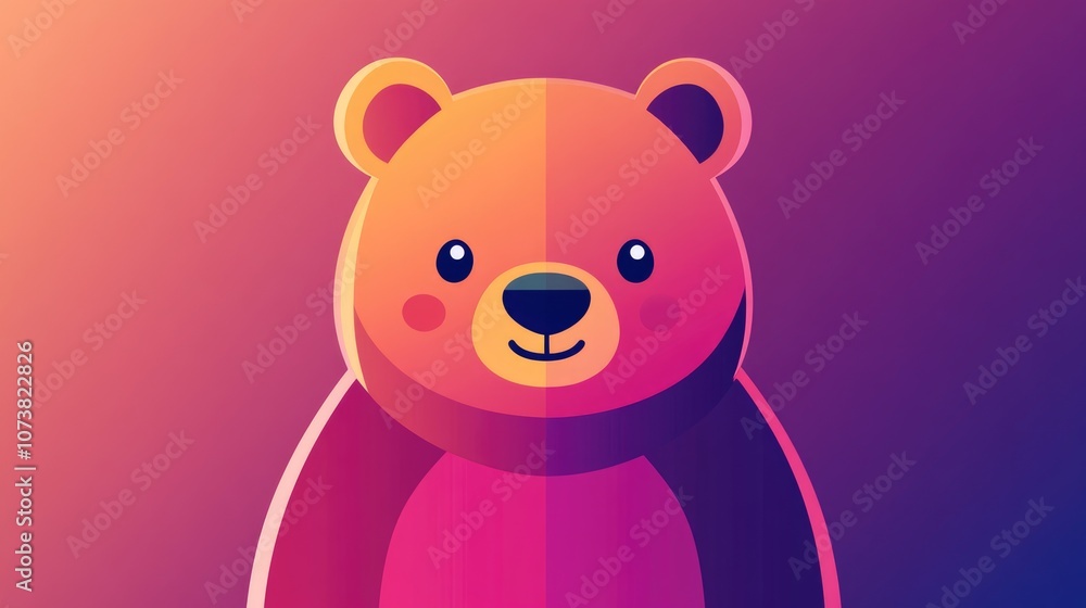 Cute bear icon design with a gradient style emphasizing biodiversity and showcasing a charming 2D cartoon nature theme Cute bear icon design with a gradient style emphasizing biodiversity and showcasing a charming 2D cartoon nature theme
