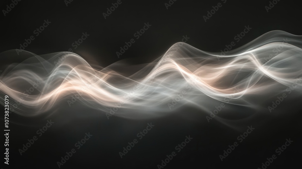 Soft luminous waves on a blurred dark background create an abstract and mysterious atmosphere Soft luminous waves on a blurred dark background create an abstract and mysterious atmosphere