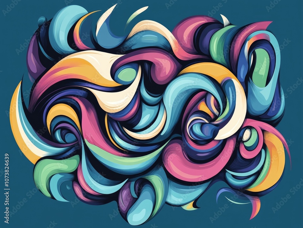 Abstract design element featuring optical art in a 2D cartoon illustration style Abstract design element featuring optical art in a 2D cartoon illustration style