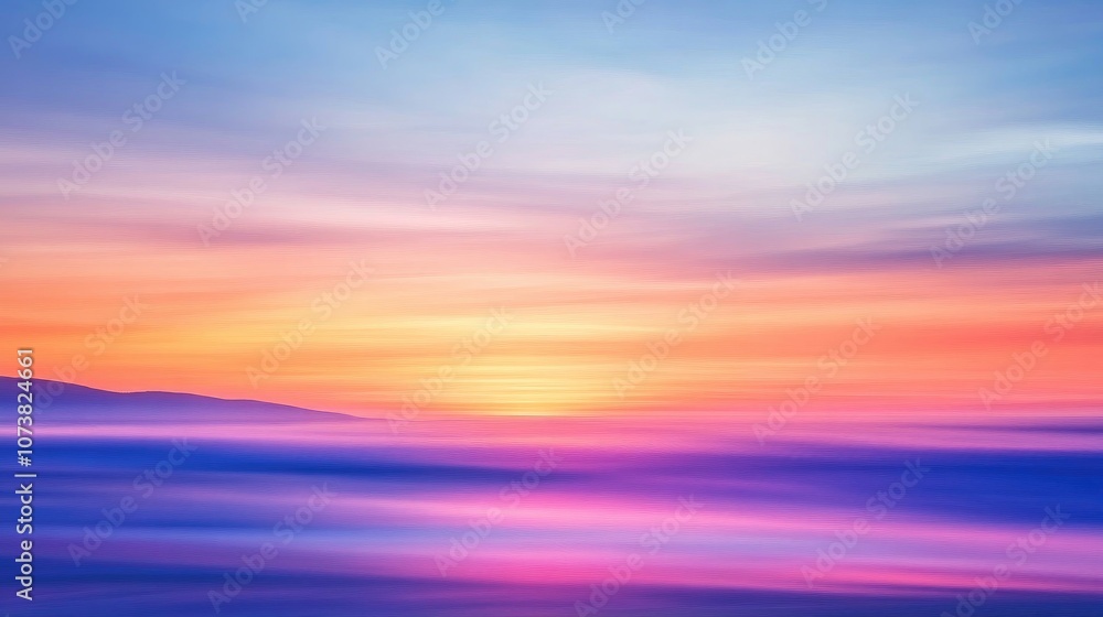 Abstract gradient sunrise featuring smooth blue purple and orange hues in a blurred natural background Abstract gradient sunrise featuring smooth blue purple and orange hues in a blurred natural background