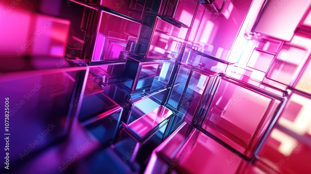 Vibrant abstract background featuring 3D extruded squares and cubes showcasing geometric art and a futuristic design texture Vibrant abstract background featuring 3D extruded squares and cubes showcasing geometric art and a futuristic design texture