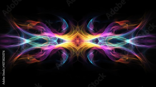 Vibrant abstract fractal design featuring a colorful pattern set against a dark backdrop