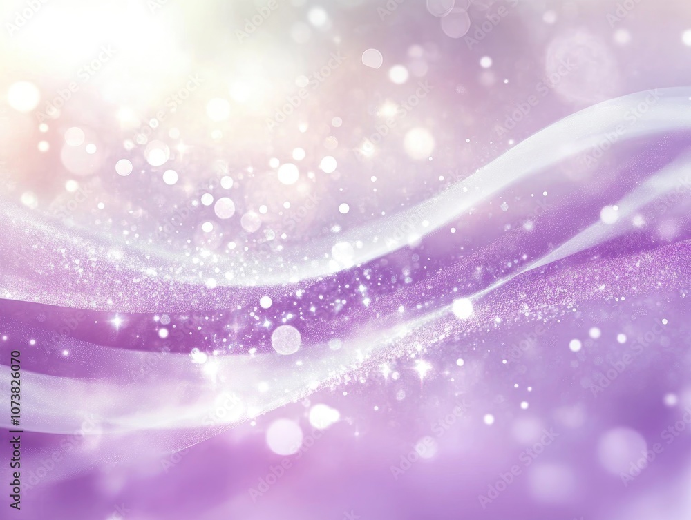 Abstract shimmering background featuring purple and white colors with optical blur wavy patterns and sparkling glitter elements along with light flares Abstract shimmering background featuring purple and white colors with optical blur wavy patterns and sparkling glitter elements along with light flares