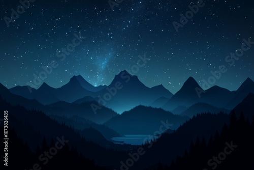 night sky filled with stars, including the Milky Way, over a dark silhouette of mountains