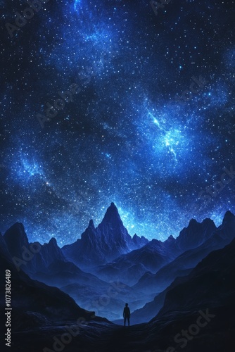 night sky filled with stars, including the Milky Way, over a dark silhouette of mountains