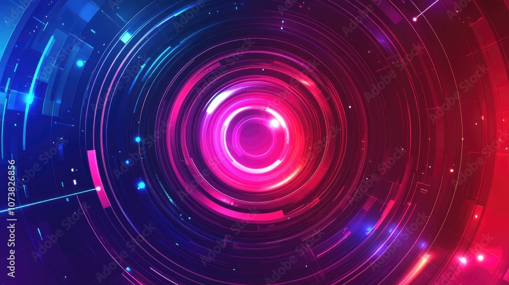 Abstract geometric design featuring light effects Circular motif on a dark backdrop 2D cartoon illustration Abstract geometric design featuring light effects Circular motif on a dark backdrop 2D cartoon illustration