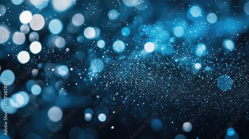 Abstract backdrop featuring blue dust particles and light distribution in a bokeh style against a black background Abstract backdrop featuring blue dust particles and light distribution in a bokeh style against a black background