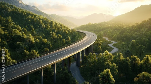 Aerial View of Highway Road Bridge for Vehicular Transport

 photo