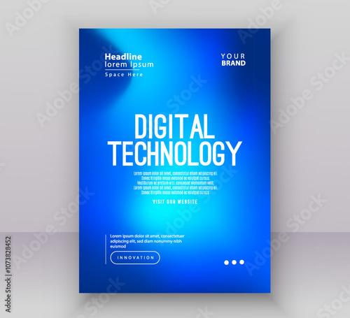 Poster brochure cover banner presentation layout template, Technology digital futuristic internet network green blue gradient background, Abstract cyber future tech, Ai big data business vector