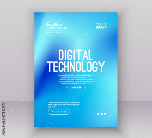 Poster brochure cover banner presentation layout template, Technology digital futuristic internet network green blue gradient background, Abstract cyber future tech, Ai big data business vector