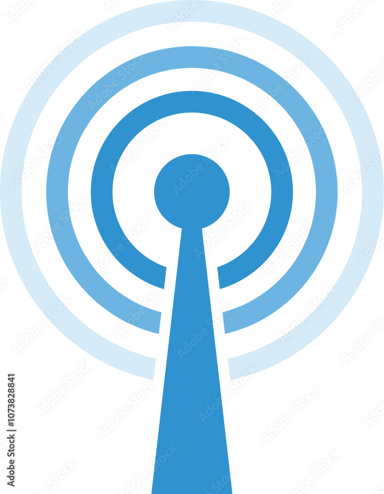 Radio tower transmitting data through radio waves, symbolizing communication and network connectivity Radio tower transmitting data through radio waves, symbolizing communication and network connectivity