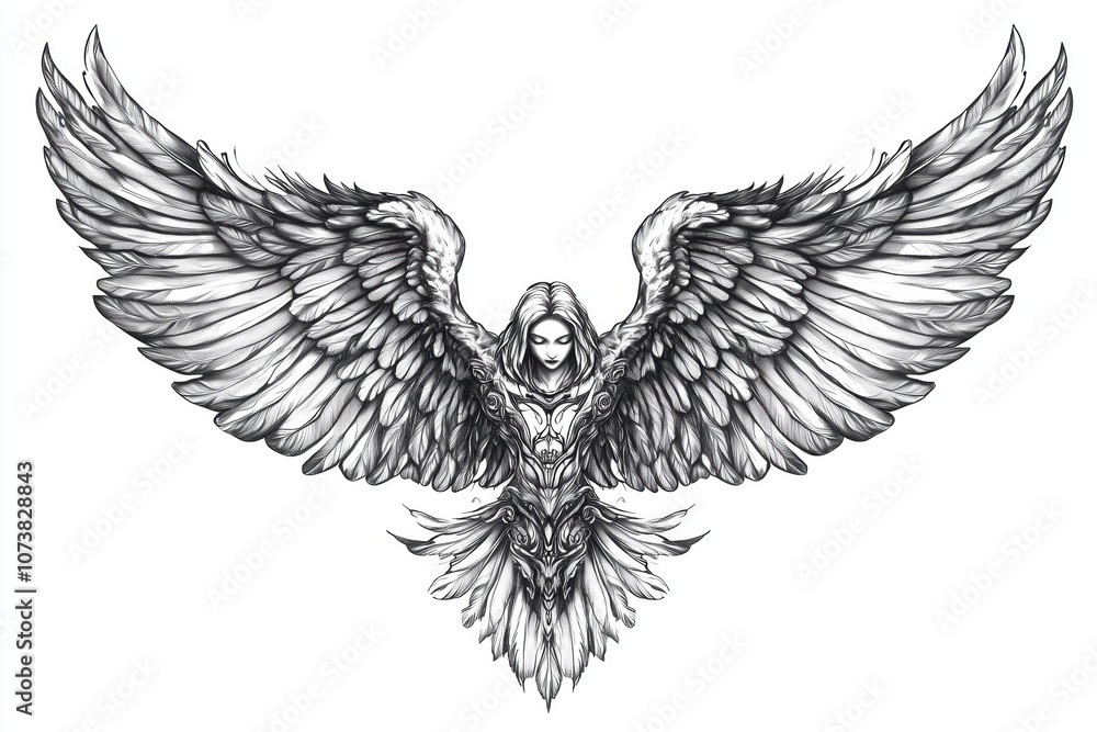 Obraz premium Timeless angel tattoo with harmonious and artistic design