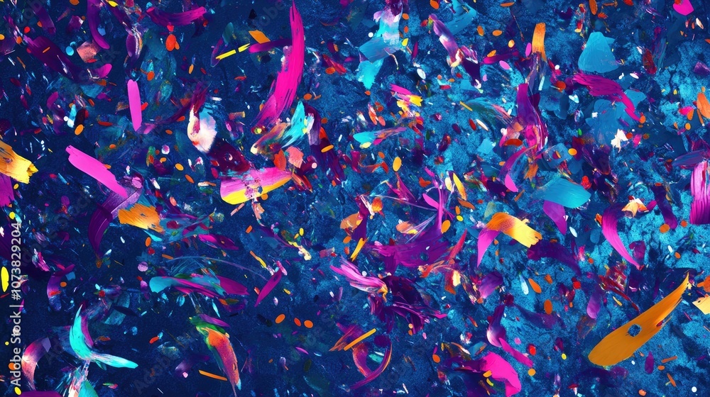 Vibrant celebration with colorful confetti on a blue abstract backdrop featuring high resolution at 16k optimized at 45 7 megapixels Vibrant celebration with colorful confetti on a blue abstract backdrop featuring high resolution at 16k optimized at 45 7 megapixels