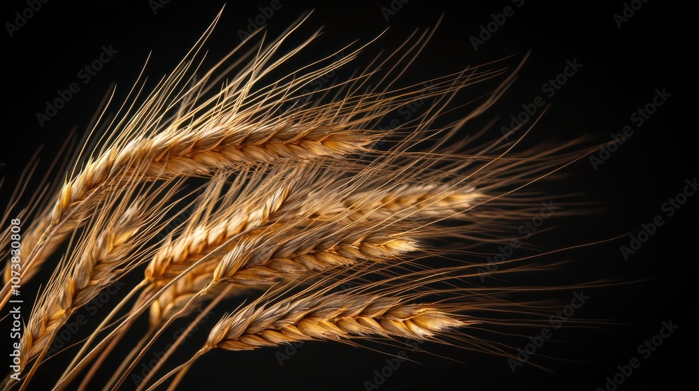 Golden Wheat Close-Up on Black Golden Wheat Close-Up on Black
