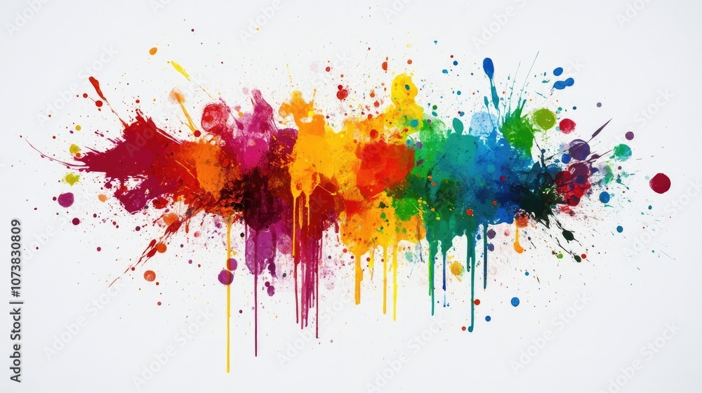 Fototapeta premium Vibrant Brushstrokes Expressing Creativity and Artistry through Bold Paint Splatters on a Clear Background