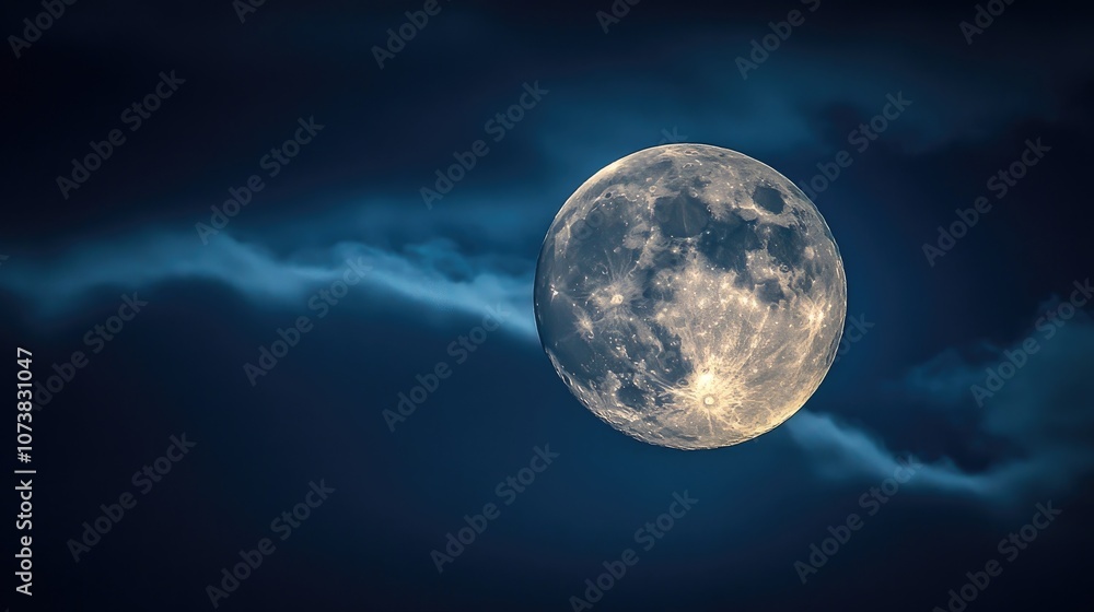 The moon casts a bright glow over the deep night sky The moon casts a bright glow over the deep night sky