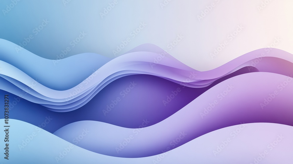 Obraz premium Abstract waves in soothing blue and purple gradients create a calming visual flow, AI
