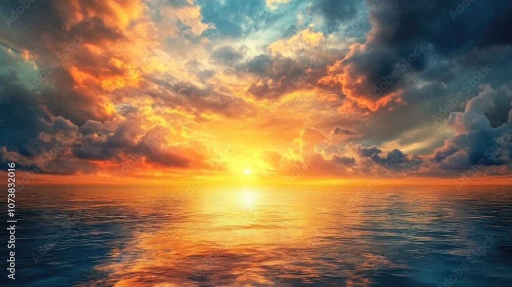 Sunset clouds and sky above the ocean backdrop Sunset clouds and sky above the ocean backdrop