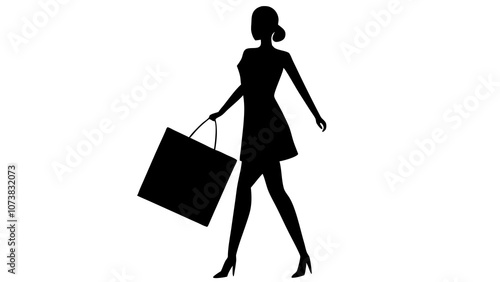 Stylish woman silhouette carrying shopping bags vector illustration