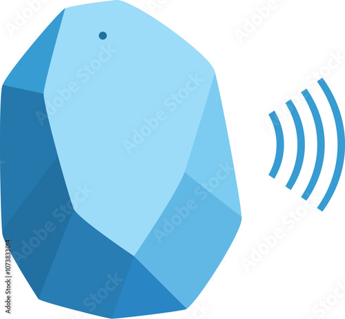 Polygonal shaped bluetooth tracker emitting signal, representing wireless technology for finding lost objects