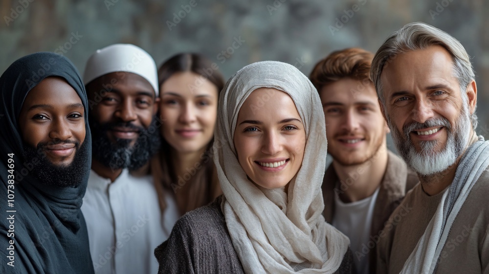 Diverse group of people smiling together. Diverse group of people smiling together.