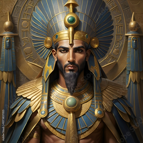  alive handsome Thoth Trismegistus, Hermes,- Egyptian god.  Egypt mythology. symbol of wisdom and knowledge. conceptual art. Ai generated photo