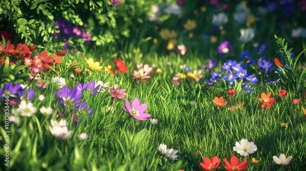 A vibrant landscape filled with colorful wildflowers in various shades, creating a lively and inviting natural setting. A vibrant landscape filled with colorful wildflowers in various shades, creating a lively and inviting natural setting.