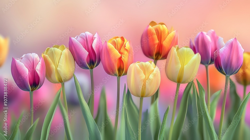 A vibrant display of colorful tulips in various shades, capturing the beauty of springtime blossoms. A vibrant display of colorful tulips in various shades, capturing the beauty of springtime blossoms.