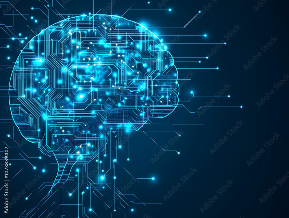 Technology background with brain Technology background with brain