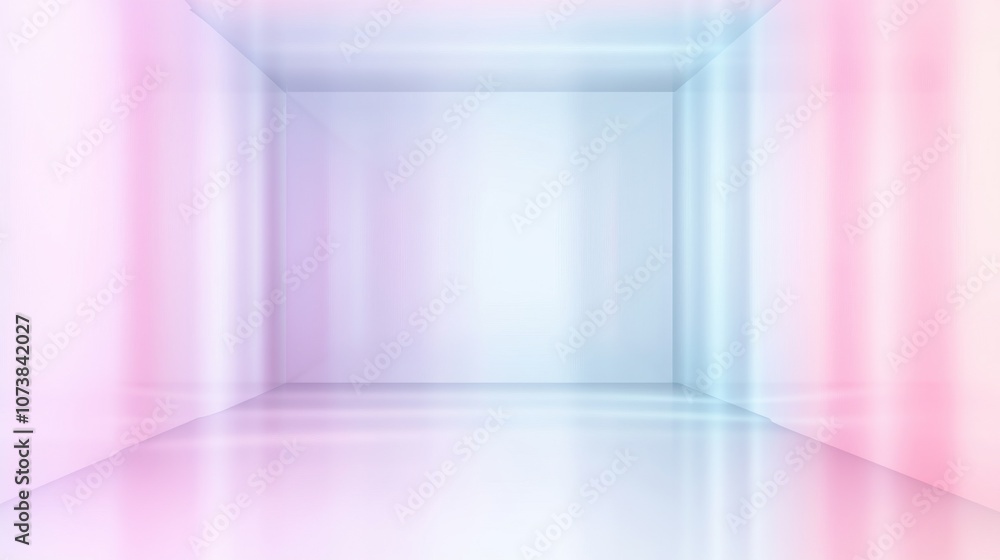 A vibrant, softly lit room with a gradient of pink and blue hues, creating a serene and modern atmosphere. A vibrant, softly lit room with a gradient of pink and blue hues, creating a serene and modern atmosphere.