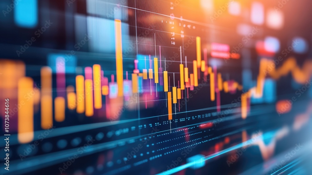 Abstract Financial Data Display with Vibrant Stock Market Graphs and Charts Abstract Financial Data Display with Vibrant Stock Market Graphs and Charts