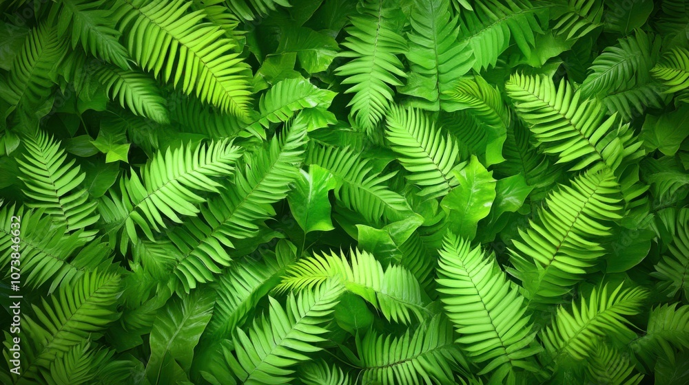 A vibrant display of lush green ferns creating a rich tapestry of nature. A vibrant display of lush green ferns creating a rich tapestry of nature.