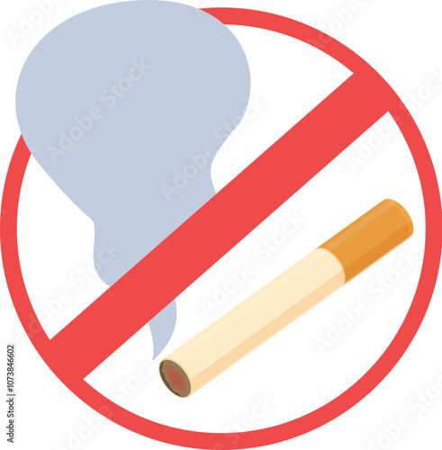 No smoking sign with cigarette and smoke illustrating smoking prohibition