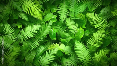 A vibrant display of lush green ferns creating a rich tapestry of nature.