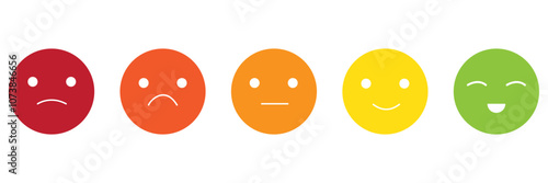 feedback emoji. emoticons set , rating scale of customer satisfaction rating with 5 levels ; good, medium, bad or happy smile, neutral, angry emojis - smiley icon set. vector illustration