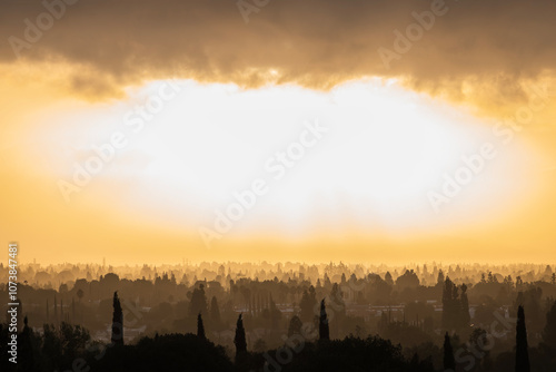 Clearing sunrise fog above ...