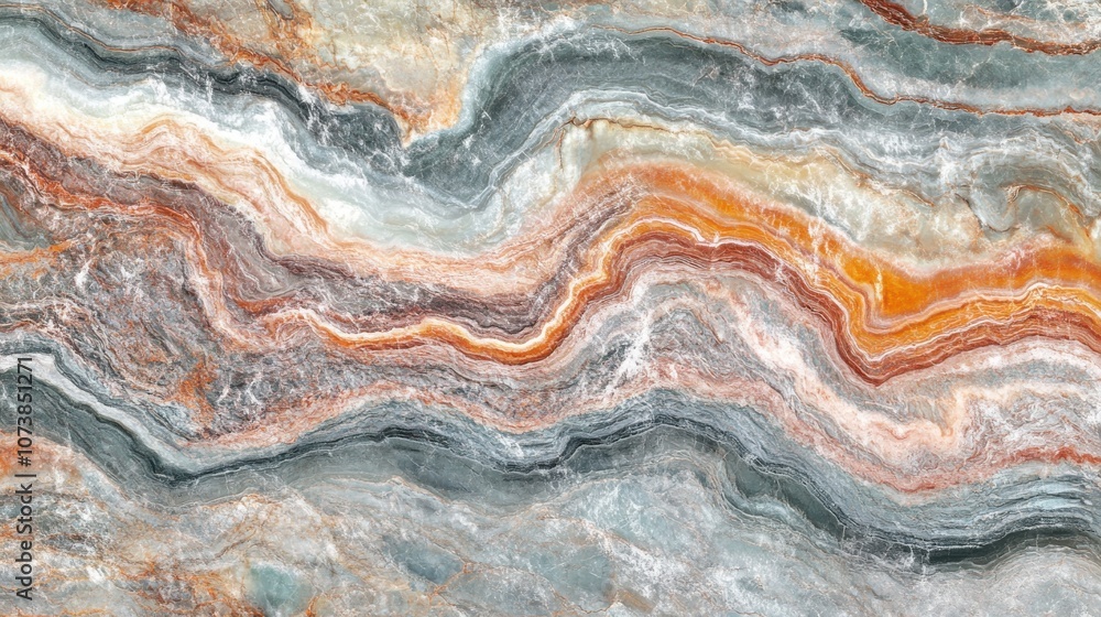 Beautiful abstract natural stone pattern featuring swirling orange, white, and blue hues. Beautiful abstract natural stone pattern featuring swirling orange, white, and blue hues.